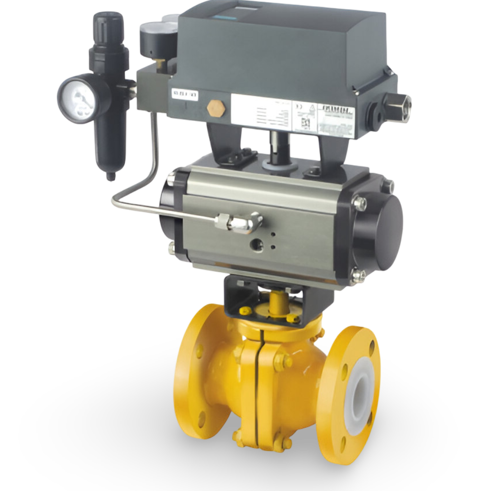 PFA FEP Lined Ball Valve With Rotary Actuator